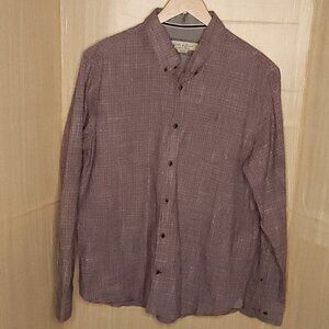 Gable & Grant Grey Red Abstract Check Button Down XL